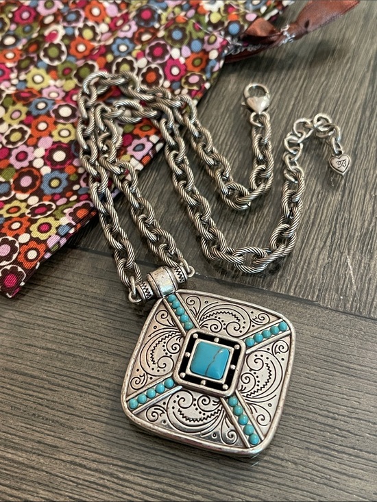 Brighton Jewelry - Brighton Primrose Pendant Necklace Silver-Turquoise